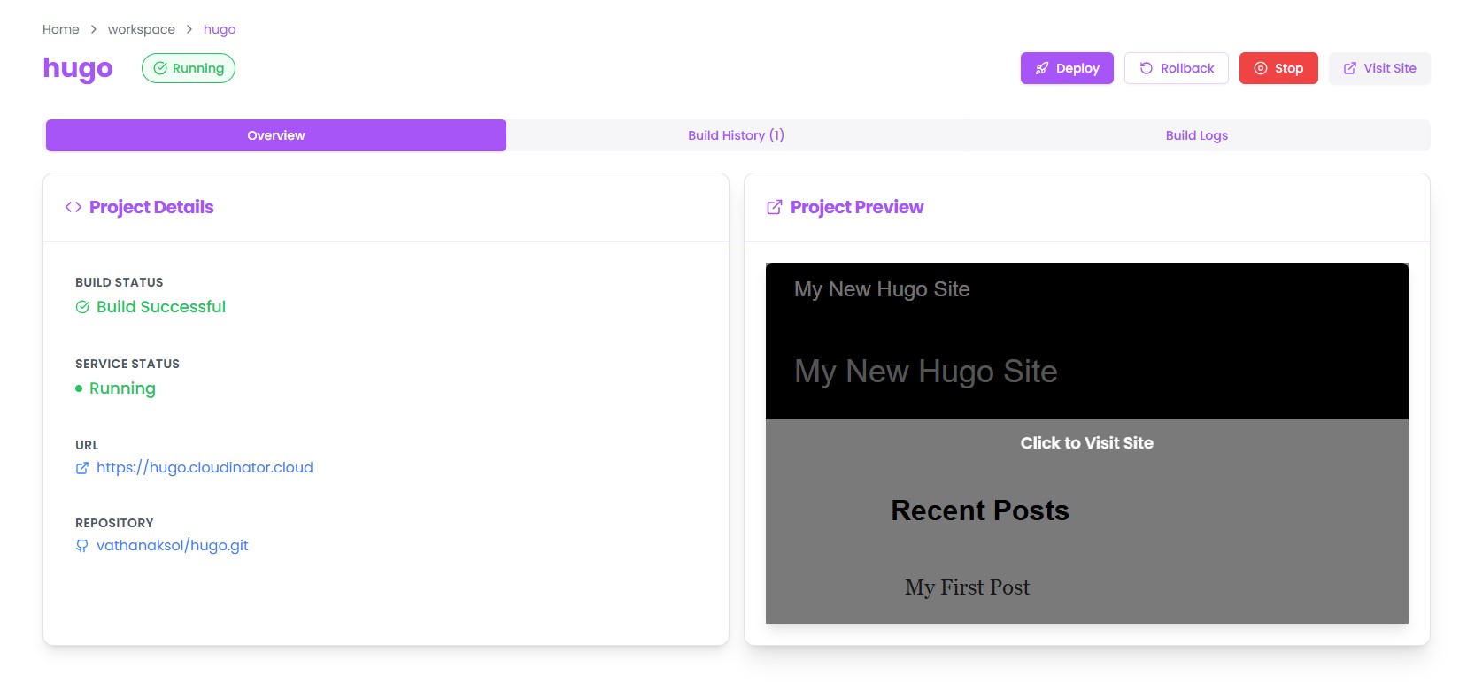 Access your deployed HTML site